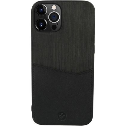 Valenta Card Slot iPhone 13 Pro Vera pelle Back cover con portacarte - Nero