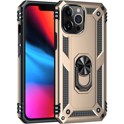 Mobigear Armor Ring iPhone 13 Pro Max Hard Case Back cover Shockproof with Ring Holder - Gold