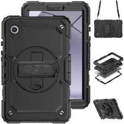 Mobigear SureGrip Xtreme Samsung Galaxy Tab A9 (2023) Case Plastic / Silicone Back cover + Shoulder Strap + Stand - Black