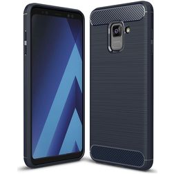Mobigear Brushed Slim Samsung Galaxy A8 (2018) TPU flexible Carcasa - Azul marino
