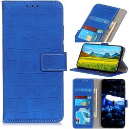 Mobigear Croco Motorola Moto E22 Lompakkokotelo + Setelitasku - Sininen