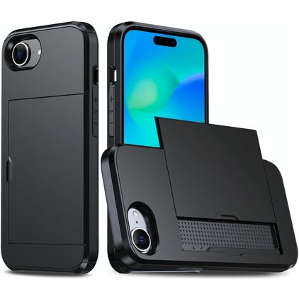 Mobigear Card iPhone 17e Hardcase Back cover Antiurto con portacarte - Nero