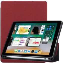 Mobigear Tri-Fold Gel iPad 5 (2017) TPU / Pele sintética Capa livro + Suporte para caneta stylus - Bordô