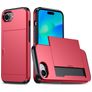Mobigear Card iPhone 16e Funda Plástico rígido Carcasa Antigolpes con tarjetero - Rojo