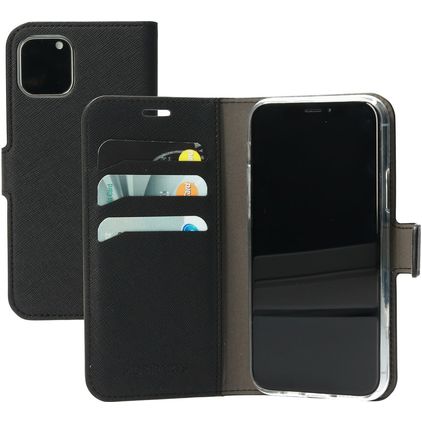 Mobiparts Saffiano Wallet iPhone 11 Pro Lompakkokotelo + Setelitasku - Musta