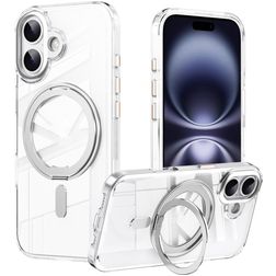 Mobigear Frosted Mag iPhone 17 MagSafe Tvrdý plast Zadní kryt se stojánkem - Stříbrná
