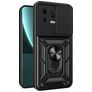 Mobigear Armor Ring Cam Slide Xiaomi 13 Hårdt Bagsidecover Stødsikkert med ringholder og Camera Slider - Sort