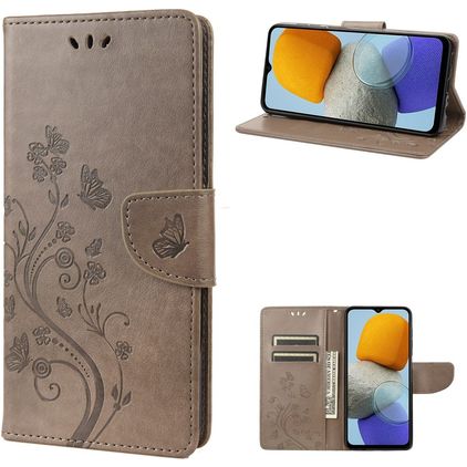 Mobigear Flowers Samsung Galaxy M23 Wallet case - Grey