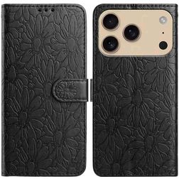 Mobigear Flowers iPhone 17 Pro Max Pungetui med Seddelrum - Sort
