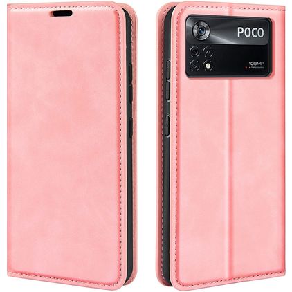Mobigear Retro Slim POCO X4 Pro 5G Pungetui med Seddelrum - Lyserød