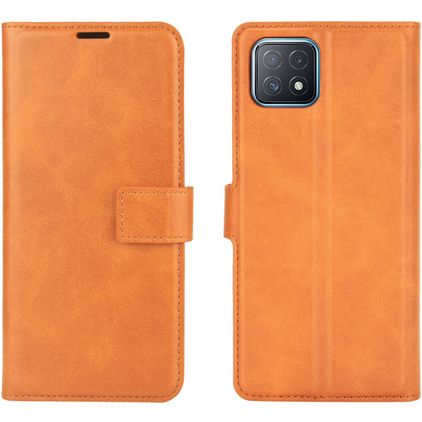Mobigear Wallet OPPO A73 5G Lompakkokotelo + Setelitasku - Konjakki