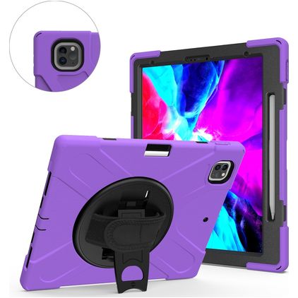 Mobigear SureGrip XGuard iPad Pro 13 Inch (2025) Case Plastic / Silicone Back cover + Stylus Holder + Shoulder Strap + Stand - Purple