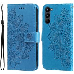 Mobigear Flowers Samsung Galaxy S23 Wallet case - Blue