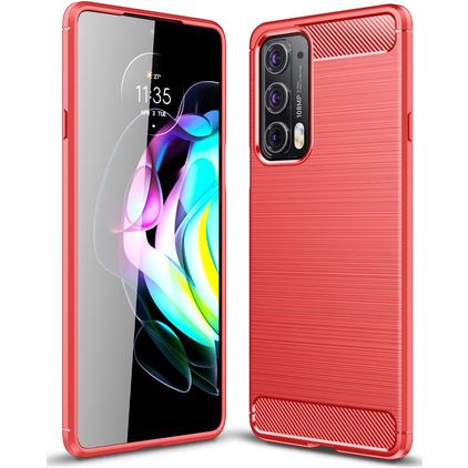 Mobigear Brushed Slim Motorola Edge 20 TPU flexible Carcasa - Rojo