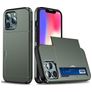 Mobigear Card iPhone 14 Hard Case Back cover Shockproof with Card Holder - Army Green