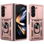 Mobigear Armor Ring Cam Slide Samsung Galaxy Z Fold 7 Hårdt Bagsidecover Stødsikkert med ringholder og Camera Slider - Rosaguld