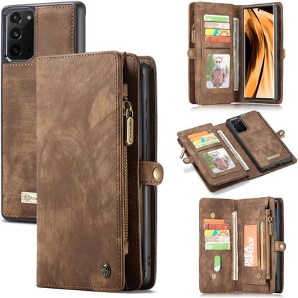 CaseMe 008 Samsung Galaxy Note 20 Knížkové pouzdro 2v1 s odnímatelným krytem Peněženka - Hnědá