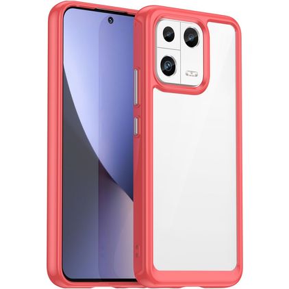 Mobigear Crystal Xiaomi 13 Hårdt Bagsidecover - Gennemsigtig / Rød