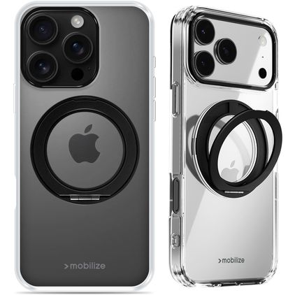 Mobilize 360 Rotating Ring iPhone 16 Pro MagSafe Kova Suojakuori + Sormuspidike - Musta