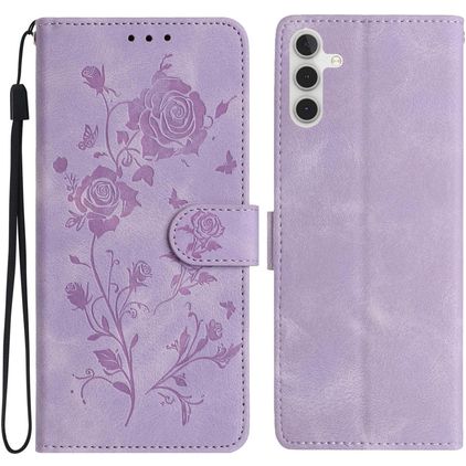 Mobigear Flowers Samsung Galaxy A17 Lompakkokotelo + Setelitasku - Violetti