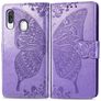 Mobigear Butterfly Samsung Galaxy A40 Pungetui med Seddelrum - Lilla
