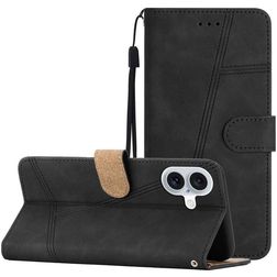 Mobigear Stitch iPhone 17 Etui z klapką typu portfel - Czarny