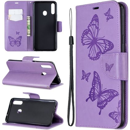 Mobigear Butterfly Samsung Galaxy A20s Lompakkokotelo + Setelitasku - Violetti