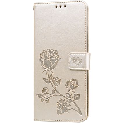 Mobigear Roses Xiaomi Redmi Note 9 Pro Lompakkokotelo + Setelitasku - Kulta