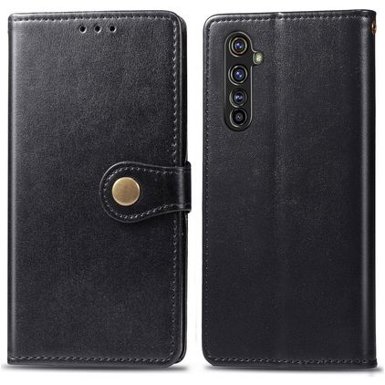 Mobigear Snap Button Realme X50 Pro Funda tipo libro Cartera - Negro