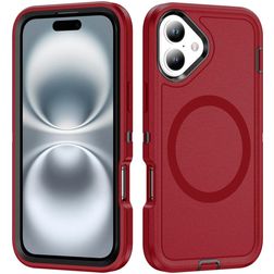 Mobigear Rugged Mag iPhone 16 Plus MagSafe Fodral Hårdplast Skal Stötsäkert - Röd