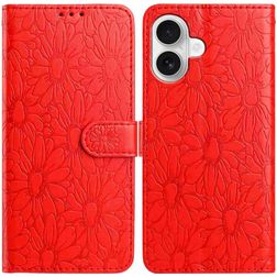 Mobigear Flowers iPhone 17 Cover a libro portafoglio - Rosso