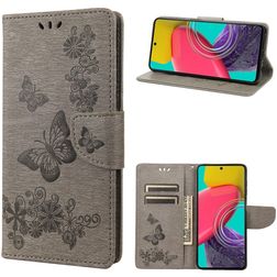 Mobigear Butterfly Samsung Galaxy M53 Lompakkokotelo + Setelitasku - Harmaa