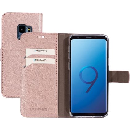 Mobiparts Saffiano Wallet Samsung Galaxy S9 Funda tipo libro Cartera - Rosa