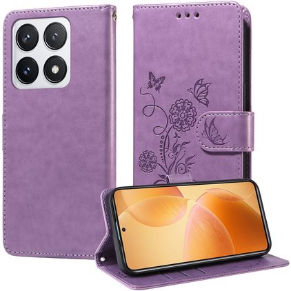 Mobigear Flowers Xiaomi 14T Pro Wallet case - Purple