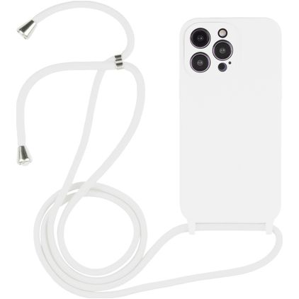 Mobigear Lanyard iPhone 15 Pro Silikoni Suojakuori kaulanauhalla - Valkoinen