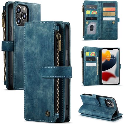CaseMe C30 iPhone 13 Pro Max Pungetui med Seddelrum - Blå