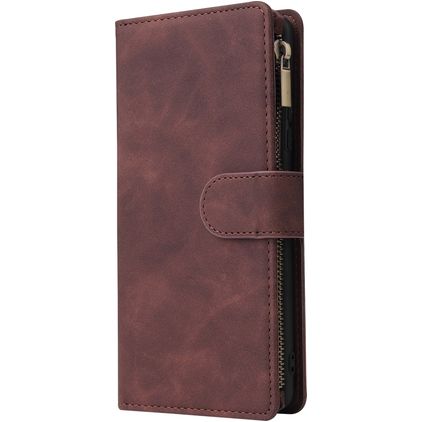Mobigear Zipper Samsung Galaxy S10 Lite Pungetui med Seddelrum - Brun