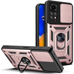 Mobigear Armor Ring Cam Slide Xiaomi Redmi Note 11S 4G Hardcase Back cover Antiurto con anello e copriobiettivo scorrevole - Oro rosa