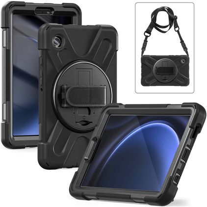 Xccess Survivor All-round Samsung Galaxy Tab A9 (2023) Plastica rigida / Silicone Back cover + Tracolla + Supporto - Nero