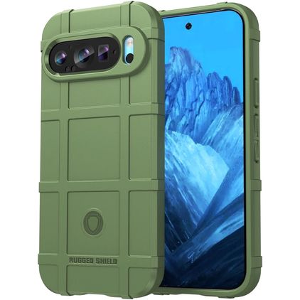 Mobigear Rugged Shield Google Pixel 9 Flexibilní TPU Zadní kryt odolný proti nárazům - Zelená