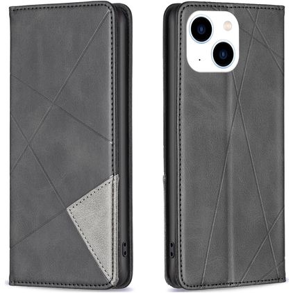 Mobigear Rhombus Slim iPhone 15 Lompakkokotelo - Musta