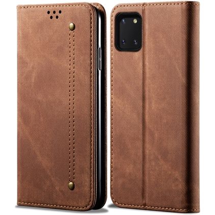 Mobigear Denim Slim Samsung Galaxy Note 10 Lite Capa livro Carteira - Castanho