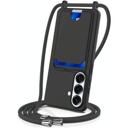 Mobigear Lanyard Card Samsung Galaxy S26 Silicone Case with lanyard and Card Holder - Black