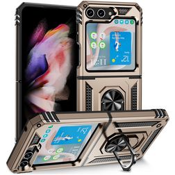 Mobigear Armor Ring Samsung Galaxy Z Flip 5 Kova Suojakuori Iskunkestävä + Sormuspidike - Kulta