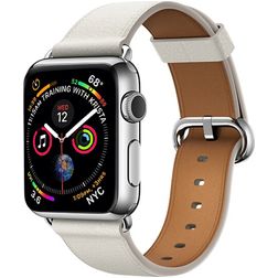 Mobigear Roma Aito nahka Apple Watch Ranneke Solki - 42/41/40/38 mm - Valkoinen