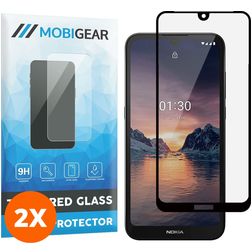 Mobigear Premium Nokia 1.3 Härdat glas Skärmskydd - Skalvänligt - Svart (2-pack)