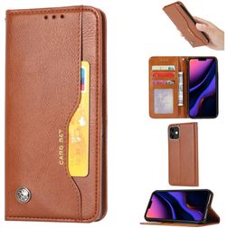 Mobigear Card Set iPhone 11 Pungetui med Seddelrum - Cognac