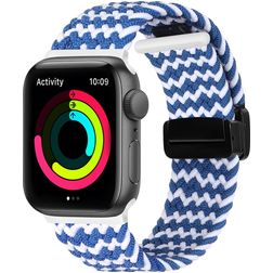 Mobigear Braided Mag Bracelete Nylon Fecho magnético para Apple Watch - 42/41/40/38 mm - Branco / Azul