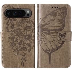 Mobigear Butterfly Google Pixel 9 Pro Plånboksfodral med sedelfack - Grå