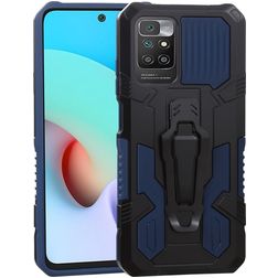 Mobigear Armor Stand Xiaomi Redmi 10 4G Hårdt Bagsidecover Stødsikkert med Stander - Blå